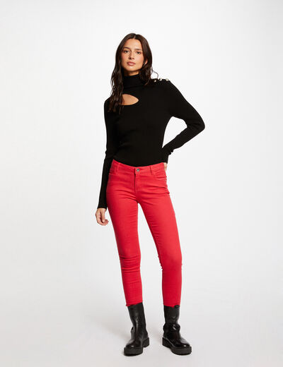 Skinny broek met 5 zakken rood vrouw
