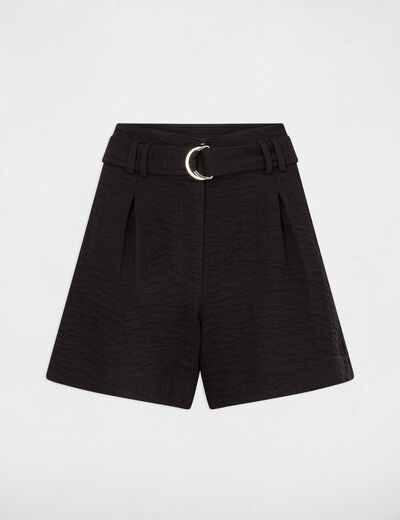Short large ceinturé noir femme