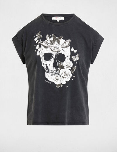 T-shirt manches courtes gris foncé femme
