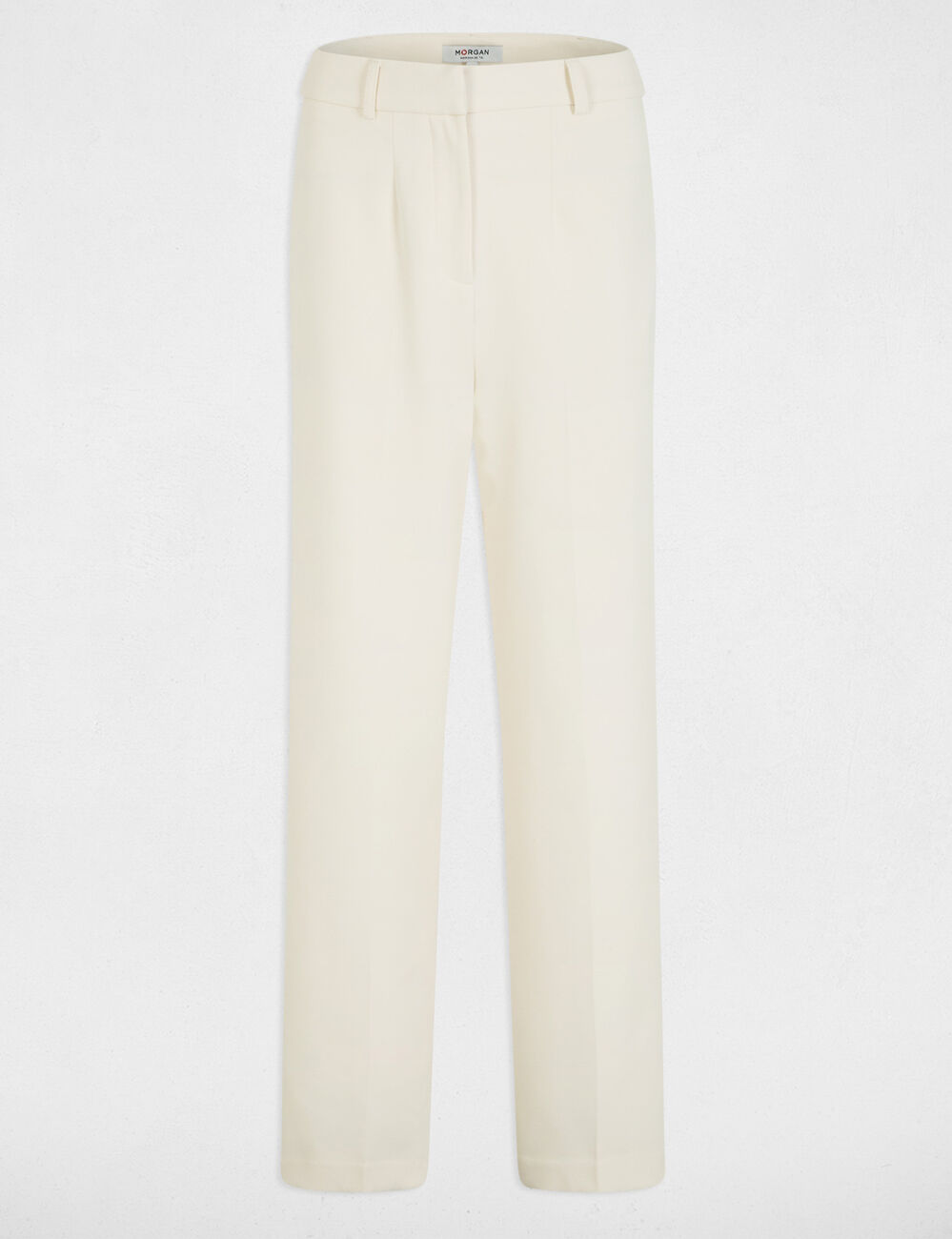 Pantalon droit &agrave; pinces creme femme