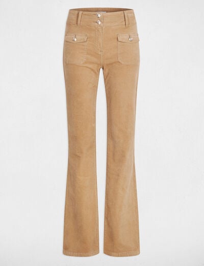Broek van corduroy zand vrouw