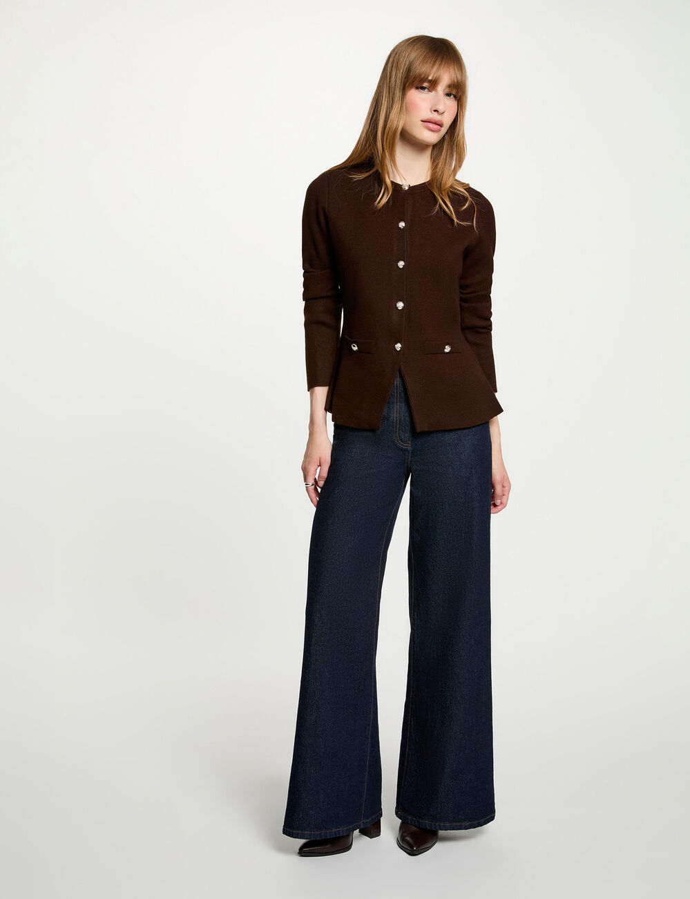 Vest met ronde hals donker bruin vrouw