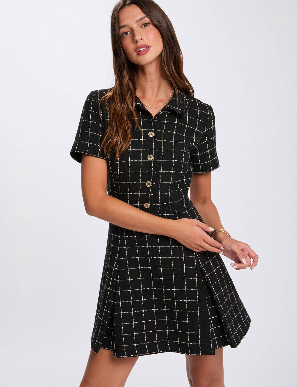 Robe ajustée à plis noir femme
