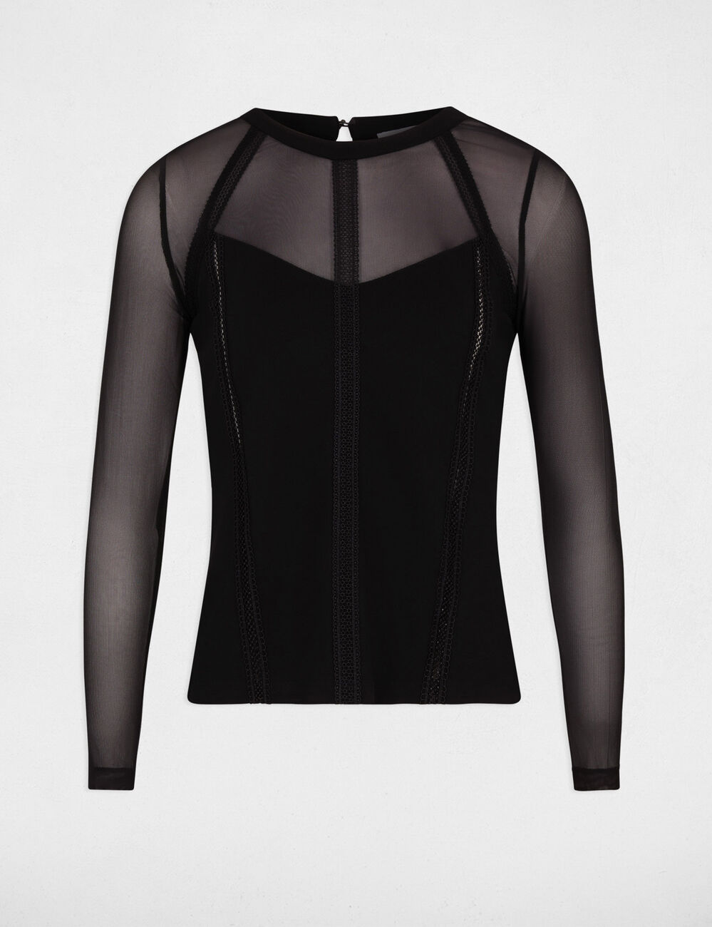 T-shirt kant lange mouwen zwart vrouw