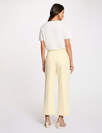Pantalon droit taille haute jaune pastel femme