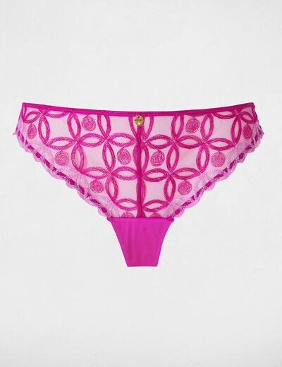 Tanga dentelle taille basse violet femme