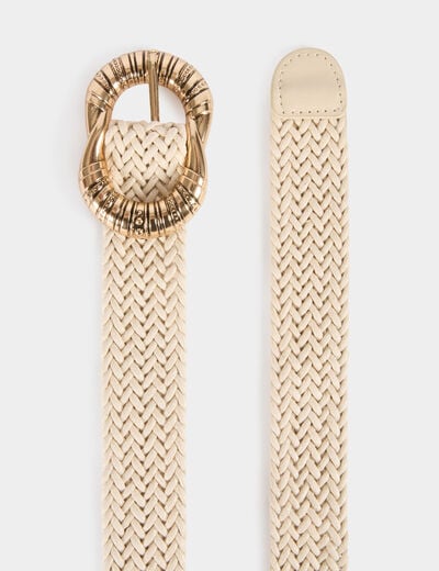 Ceinture large tressée blanc femme