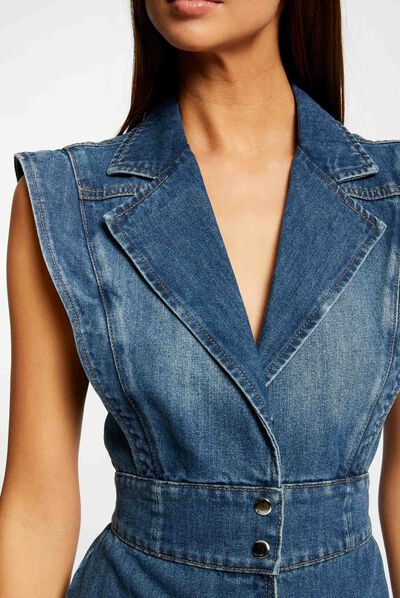Robe sans manches ceintrée jean stone femme