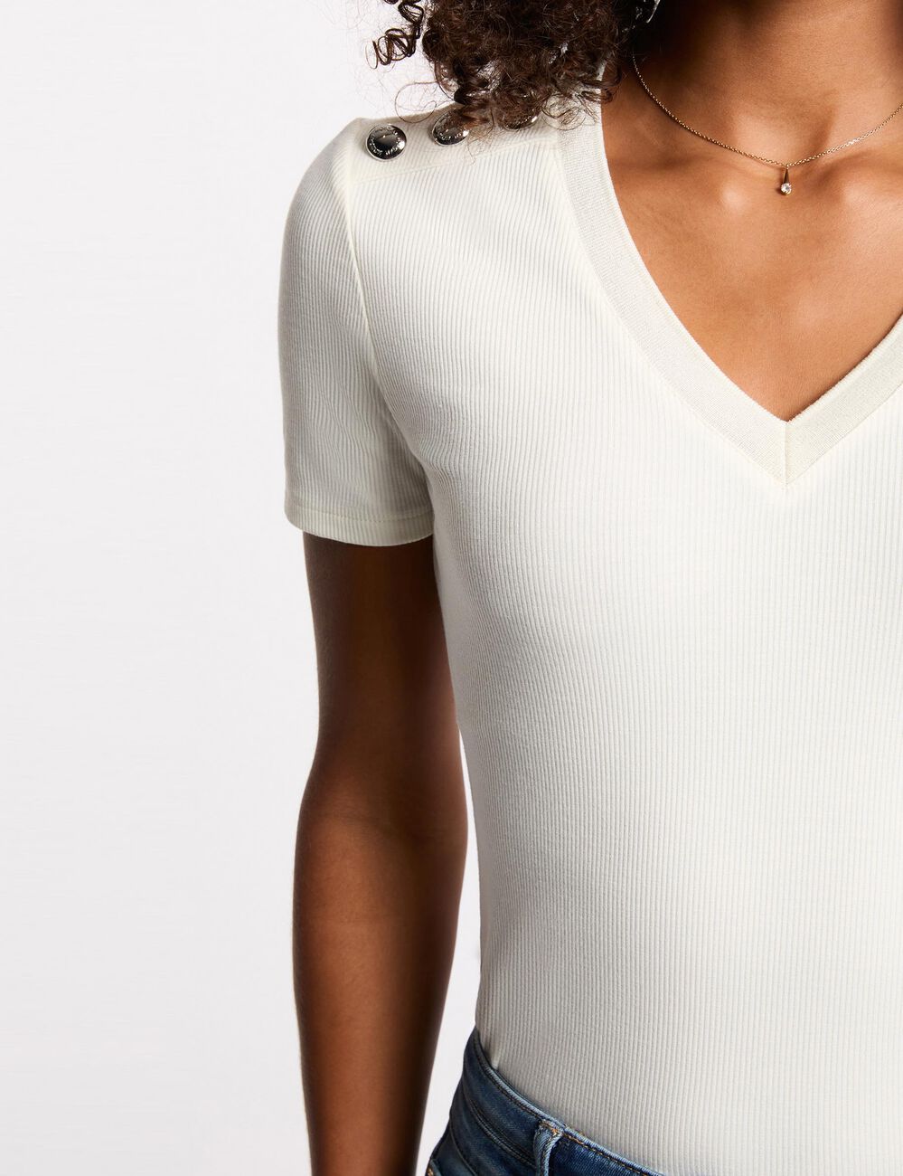 T-shirt met korte mouwen ivoor vrouw