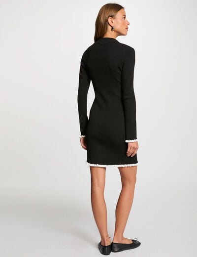Robe tricot courte ajustée noir femme