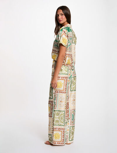 Chemise satin&eacute;e imprim&eacute;e multicolore femme