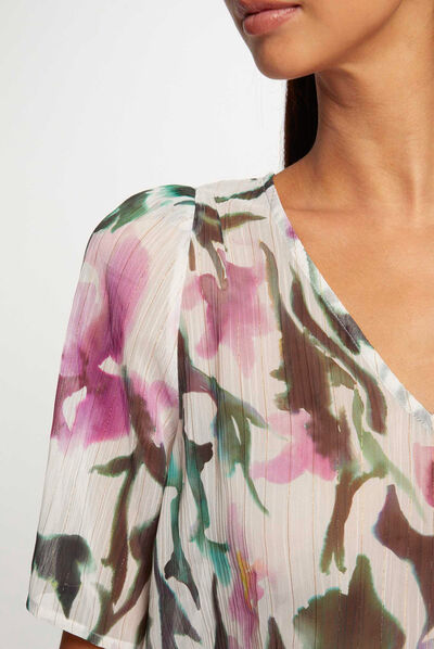 Blouse manches courtes imprimé floral multico femme