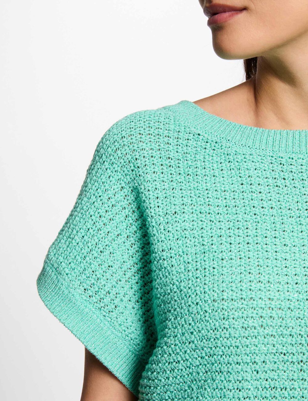 Pull manches courtes vert émeraude femme
