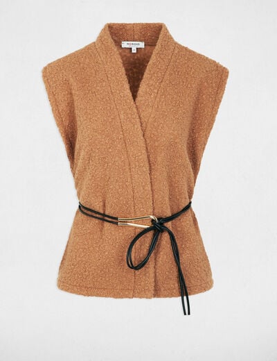 Veste sans manches camel femme