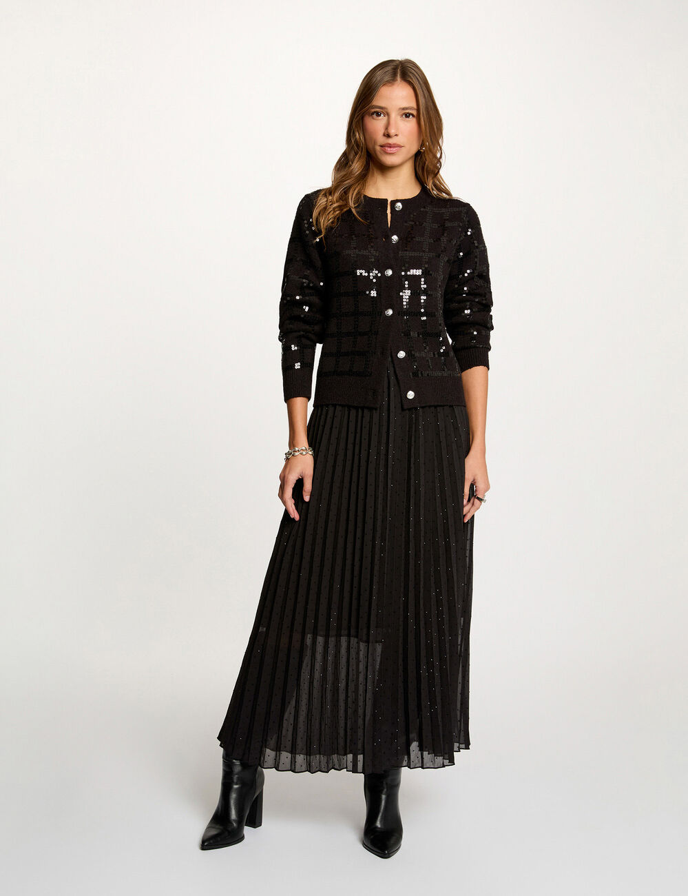 Veste ajustée à sequins noir femme