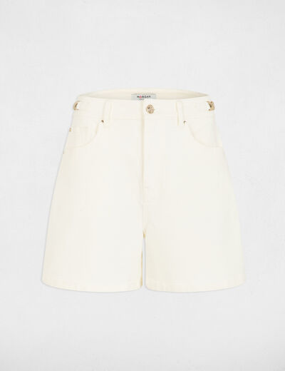 Short taille haute blanc femme