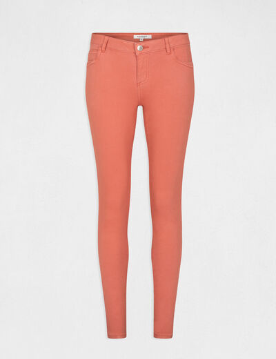 Jeans skinny taille basse corail femme