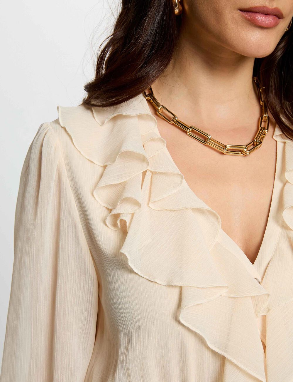 Lange, vloeiende jurk creme vrouw