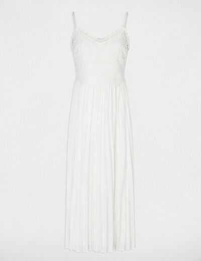 Robe longue dentelle blanc femme