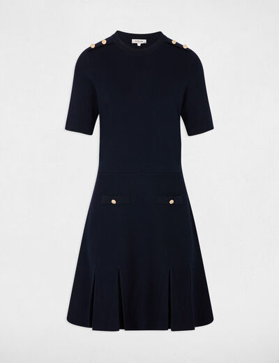 Robe courte trapèze bleu marine femme