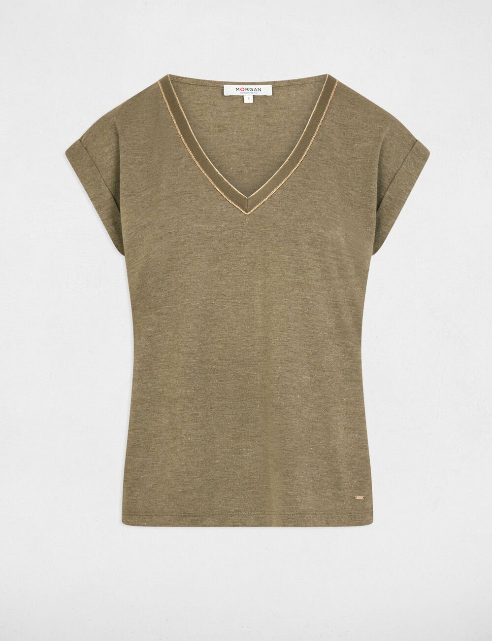 T-shirt manches courtes vert kaki femme