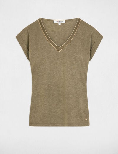 T-shirt manches courtes vert kaki femme