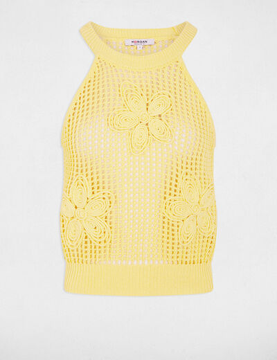 Getailleerd tanktop met ronde hals lichtgeel vrouw