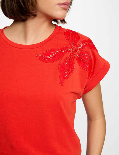 T-shirt manches courtes orange femme