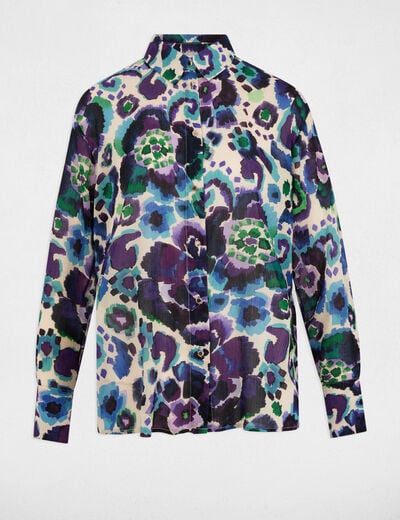 Chemise droite imprimée multicolore femme
