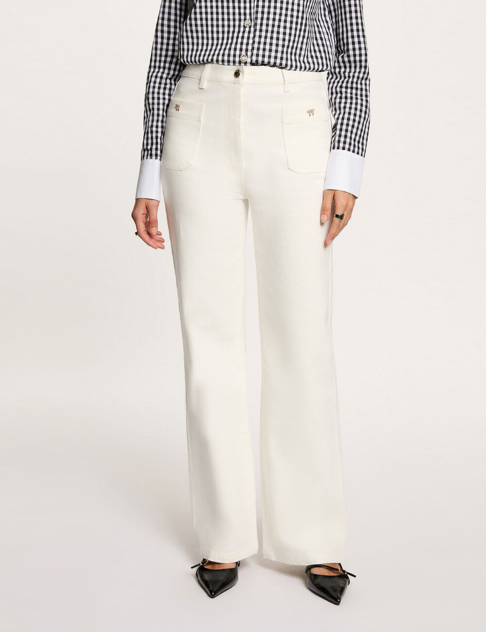 Jean large 7/8 blanc femme