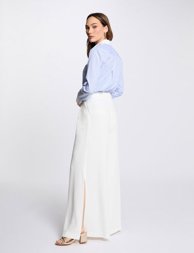 Pantalon large fluide blanc femme