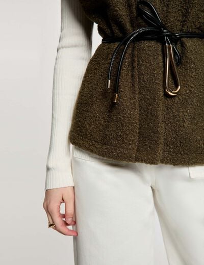 Veste sans manches vert kaki femme