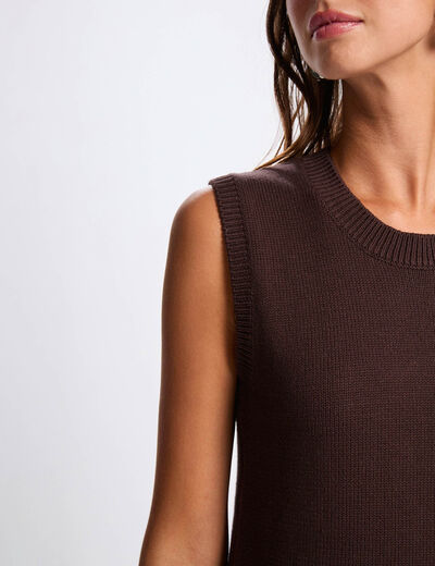 Pull sans manches marron foncé femme