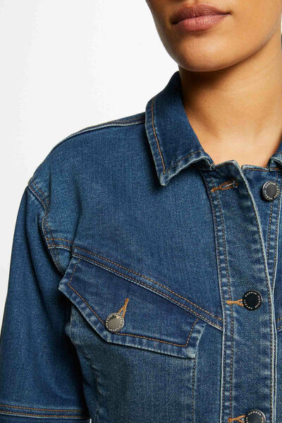 Veste droite boutonnée en jean jean stone femme