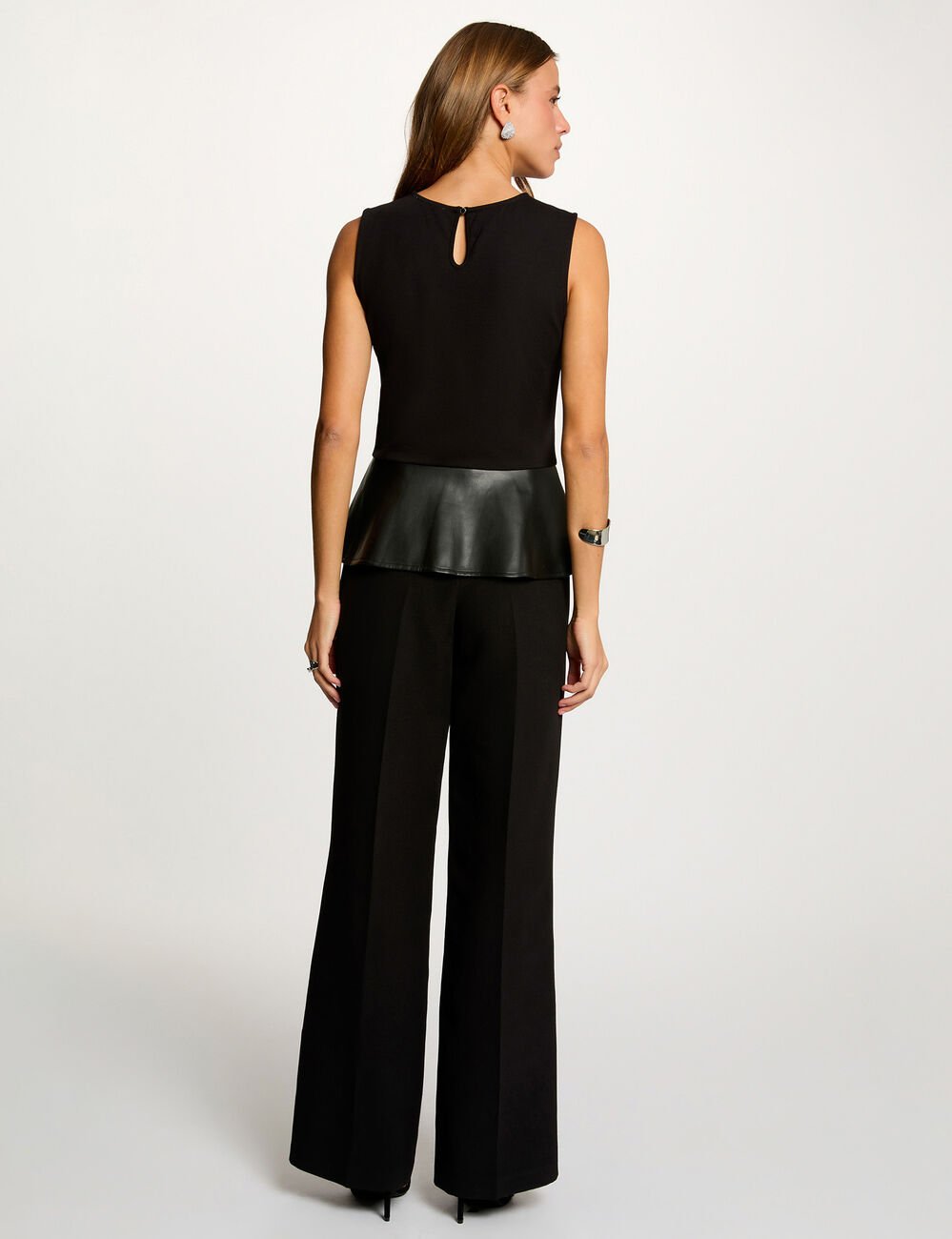 T-shirt cintré similicuir noir femme