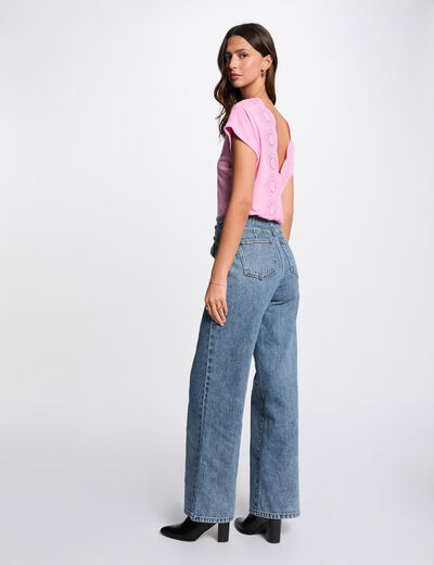 T-shirt met korte mouwen roze vrouw