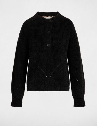 Pull droit col rond noir femme