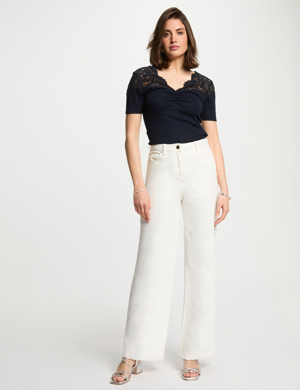 T-shirt met korte mouwen marineblauw vrouw
