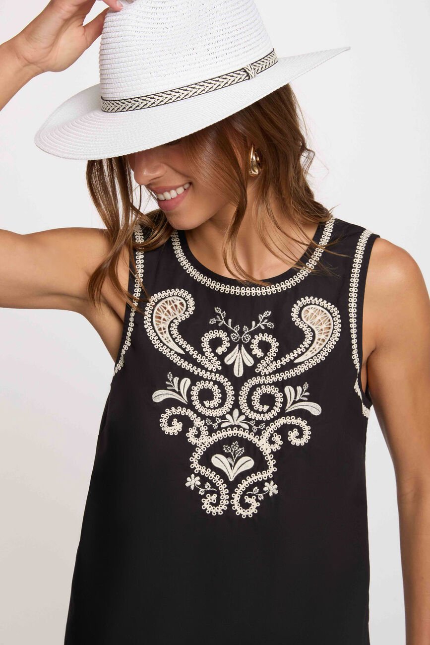 Grafische strohoed helder wit vrouw