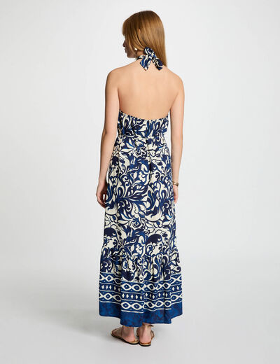 Robe longue droite imprimée multicolore femme