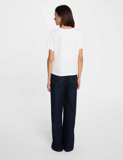 T-shirt met ronde hals en print helder wit vrouw