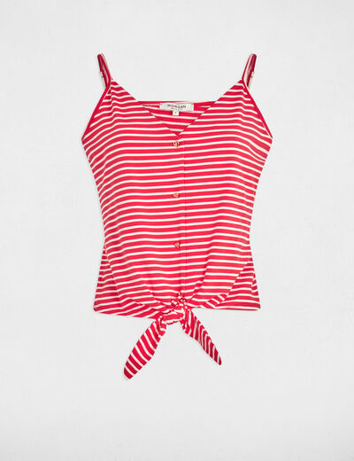 Débardeur cropped col v blanc femme