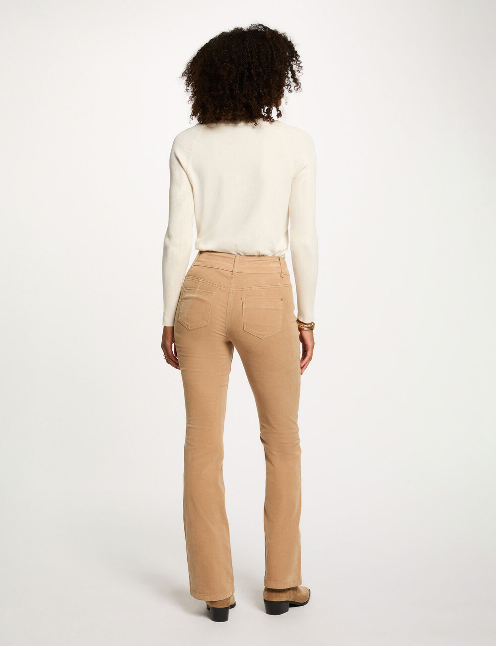 Broek van corduroy zand vrouw