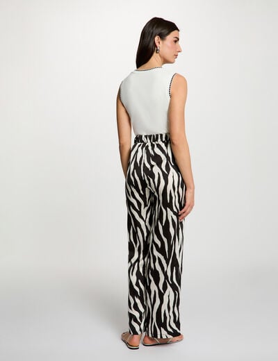 Pantalon fluide imprim&eacute; multicolore femme