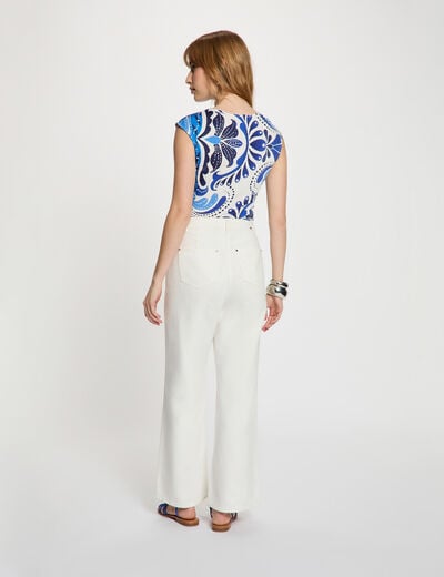 Getailleerd mouwloos T-shirt meerkleurig vrouw