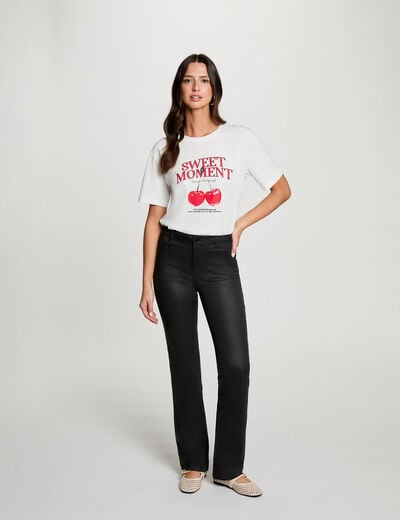 Bootcut broek met coating zwart vrouw