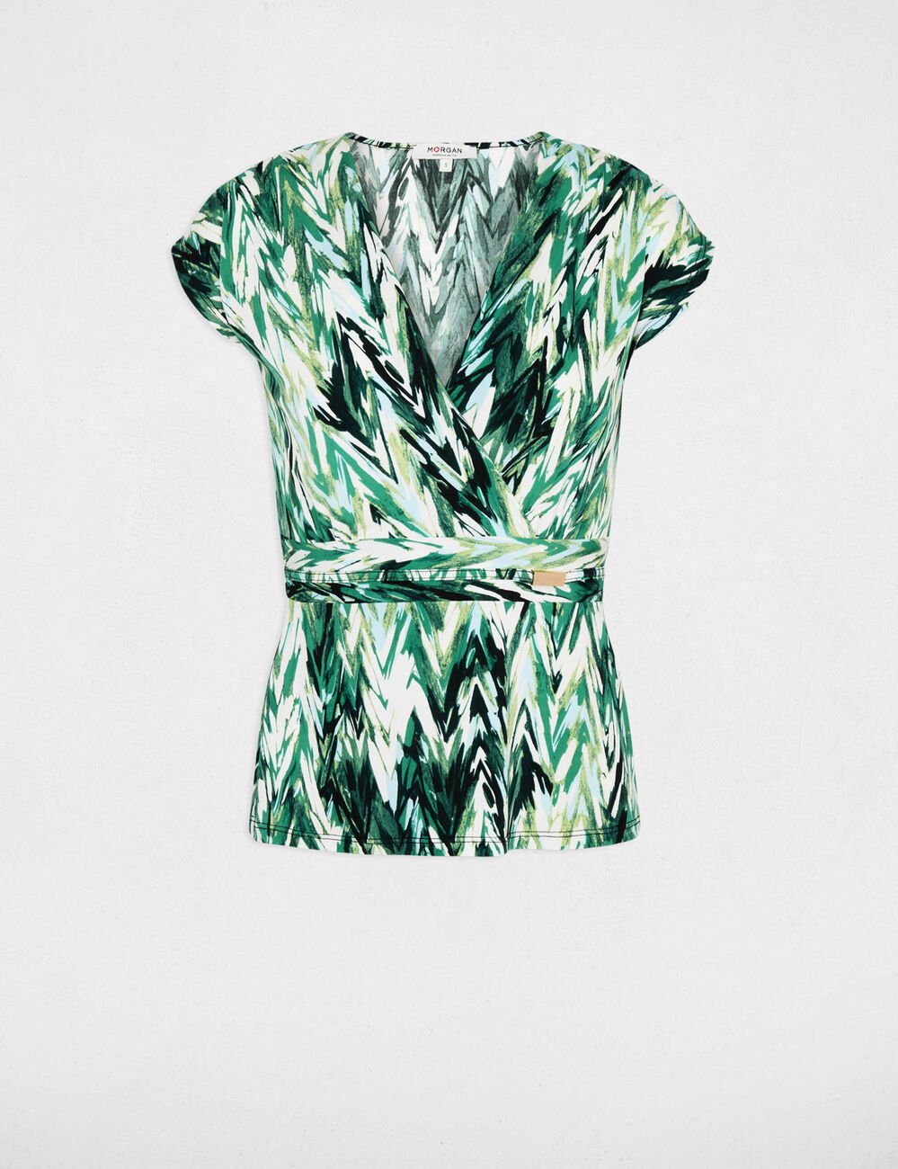 T-shirt ajust&eacute; col coeur multicolore femme