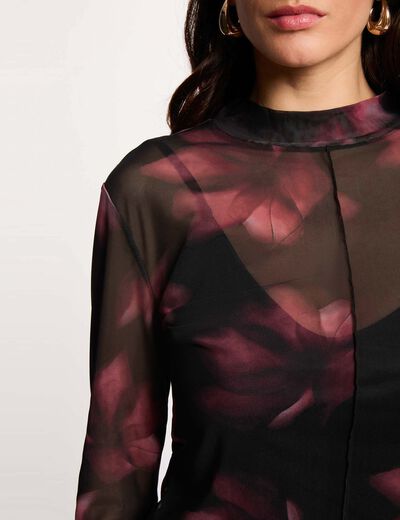 Getailleerd T-shirt lange mouwen meerkleurig vrouw