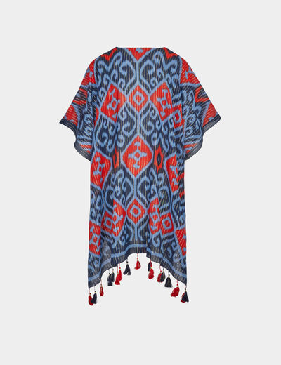 Cape met print en kwastjes meerkleurig vrouw