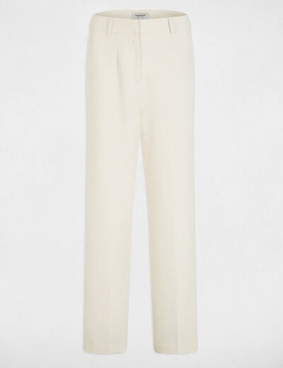 Pantalon droit &agrave; pinces creme femme